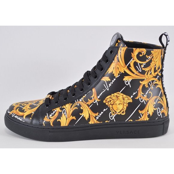 NEW Versace Men\'s Leather BAROQUE Medusa High Top Sneakers Shoes 40 7 main image 5